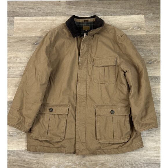 VTG St Johns Bay Coat Mens XXL Brown Chore Brown Jacket Flannel Lined Canvas 90s - Picture 1 of 16